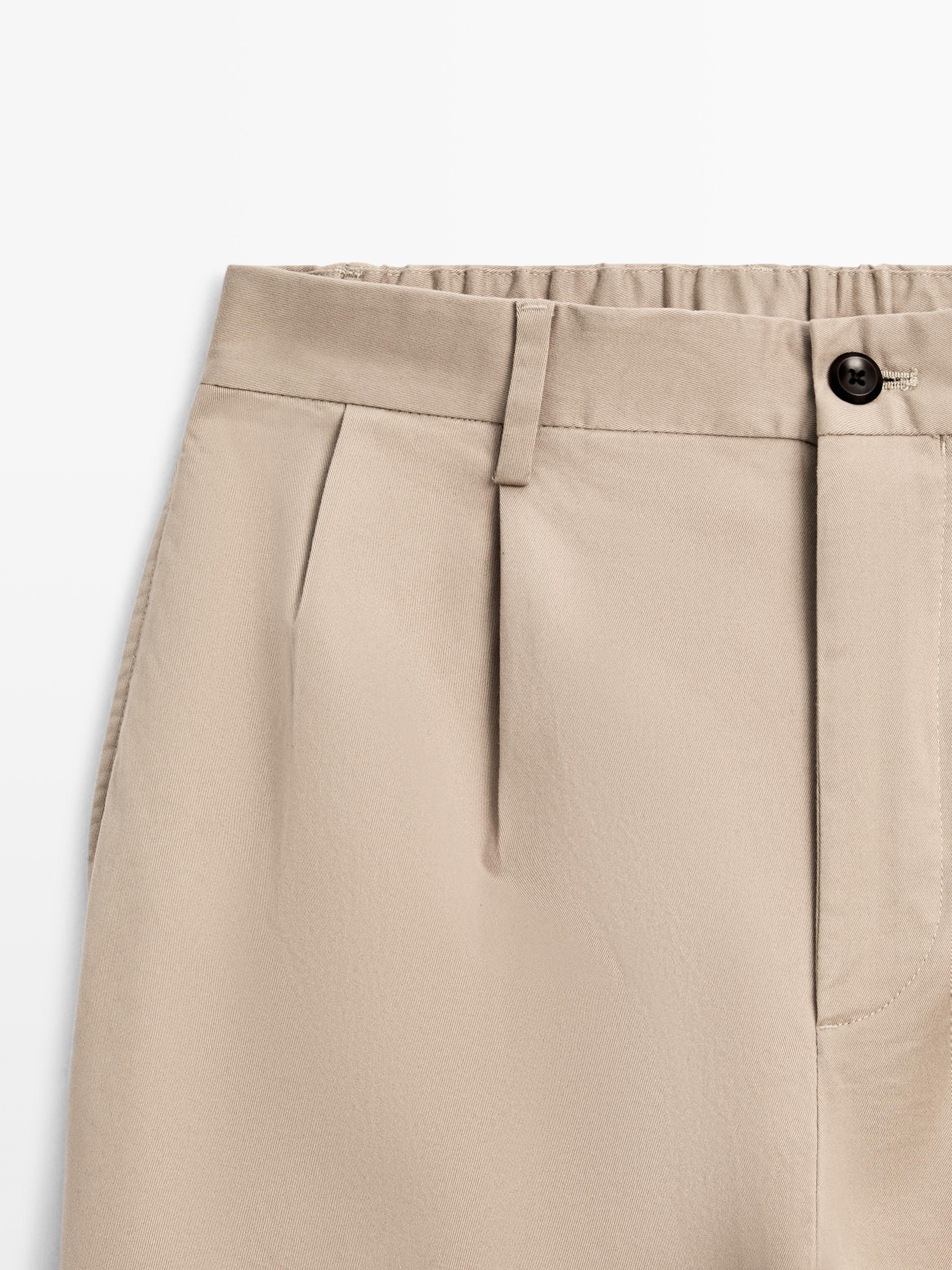 Cotton blend darted trousers